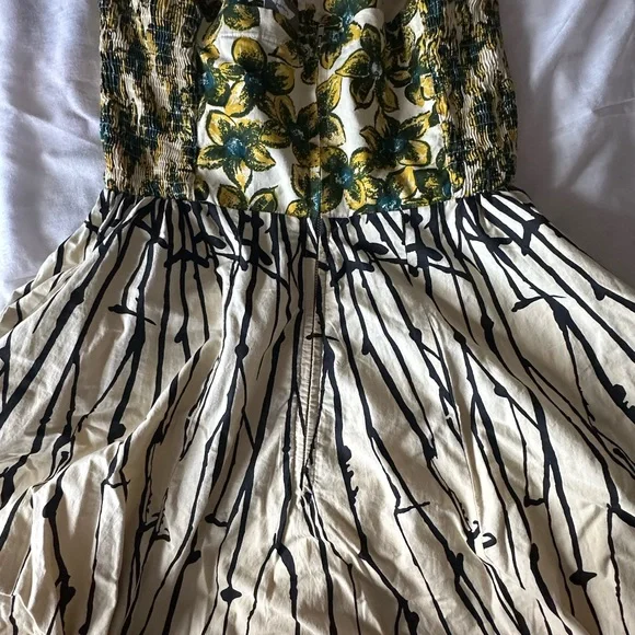 Anthropologie Floral Midi Dress - Yellow and Green - Picture 4 of 4